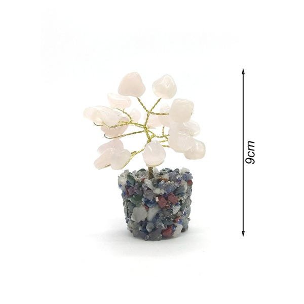 Árvore de Pedra Quartzo Rosa Base Mix de Cristais 9cm - 3