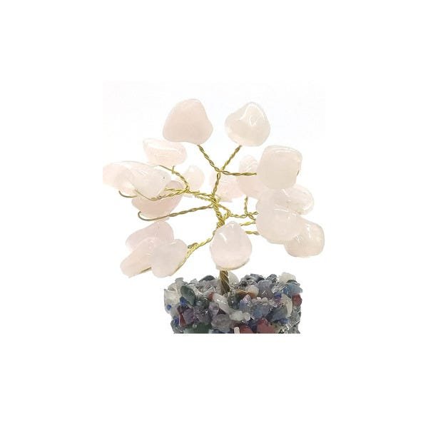 Árvore de Pedra Quartzo Rosa Base Mix de Cristais 9cm - 5