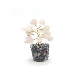 Árvore de Pedra Quartzo Rosa Base Mix de Cristais 9cm - 1