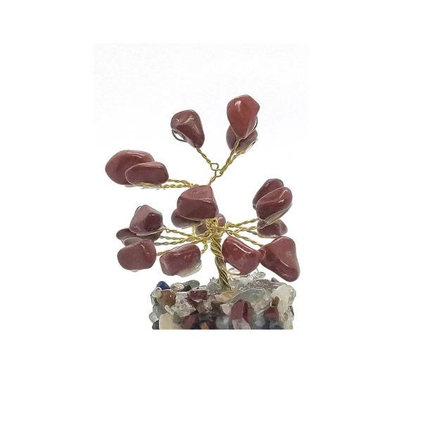 Árvore de Pedra Jaspe Vermelho Base Mix de Cristais 9cm - 5