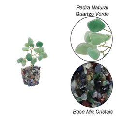 Árvore de Pedra Quartzo Verde Base Mix de Cristais 9cm - 2