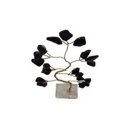 Bonsai Pedra Turmalina Base Cristais 14cm - Proteção - 5