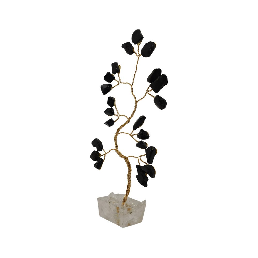 Bonsai Pedra Turmalina Base Cristais 14cm - Proteção - 4