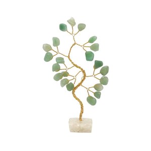 Bonsai Pedra Quartzo Verde Base Cristais 14cm - Saúde