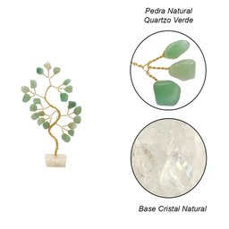 Bonsai Pedra Quartzo Verde Base Cristais 14cm - Saúde - 2