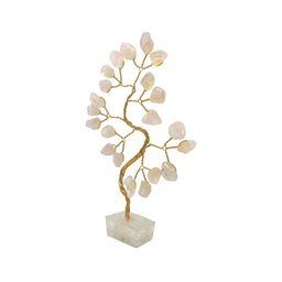 Bonsai Pedra Quartzo Rosa Base Cristais 14cm - Amor - 4