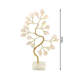 Bonsai Pedra Quartzo Rosa Base Cristais 14cm - Amor - 3