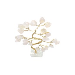 Bonsai Pedra Quartzo Rosa Base Cristais 14cm - Amor - 5