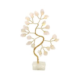 Bonsai Pedra Quartzo Rosa Base Cristais 14cm - Amor - 1