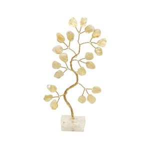 Bonsai Pedra Citrino Base Cristais 14cm - Prosperidade