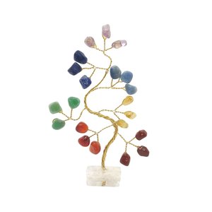 Bonsai Pedra 7 Chakras Base Cristais 14cm