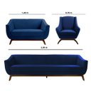 Ver imagem 3 de Conjunto Milano Sofá 3 Lugares e 2 Poltronas em Veludo Azul - Larbelle