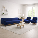 Ver imagem 1 de Conjunto Milano Sofá 3 Lugares e 2 Poltronas em Veludo Azul - Larbelle