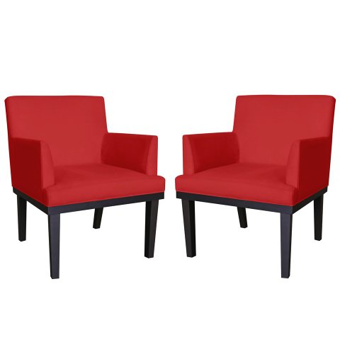 Kit 2 Poltronas Decorativa Vitória Suede Vermelho Pés Madeira Mz Decor