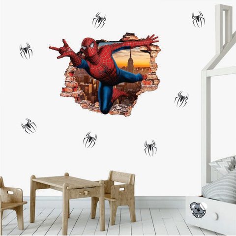 Adesivo Infantil Homem Aranha Buraco na Parede 3D