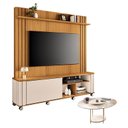 Ver imagem 1 de Estante Home Theater Trinus Cinamomo Off White com Mesa de Centro Sky com Tampo de Vidro Off White -