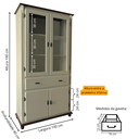 Ver imagem 5 de Cristaleira de Madeira 4 Portas 1 Gaveta Pés Torneados 308- Verde Chá com Tampo e Base Imbuia Glazer