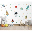 Ver imagem 1 de Adesivo de Parede Galáxia Foguete Astronauta Planetas