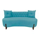Ver imagem 2 de Sofá 3 Lugares Orgânico Curvo Tókio 180cm Veludo Azul Turquesa