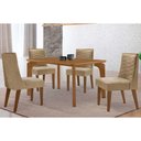 Ver imagem 1 de Conjunto: Mesa Sala Jantar Londrina Tampo Curvo 120cm+4 Cadeiras Maldivas Madeira Naturale -