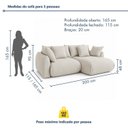 Ver imagem 4 de Sofá Cama Modular Orgânico Retrátil 3 Lugares com Almofadas 200cm Malibu