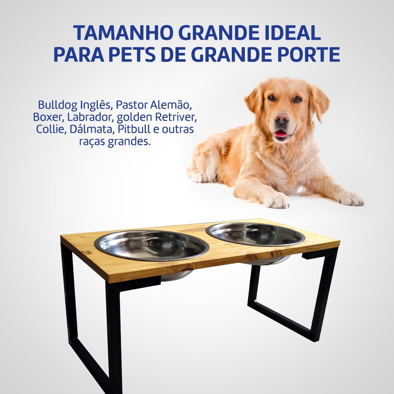 Comedouro Duplo Para Cachorro E Gato Pinus Com Pote Inox - G