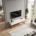 Ver imagem 3 de Rack Eros Estilo Industrial 140cm Sala Estar Branco/Cobre