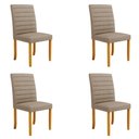 Ver imagem 1 de Kit 4 Cadeiras de Sala de Jantar Estofadas Veiga Madeira Maciça Linho Bege Escuro G78 - Gran Belo Ca