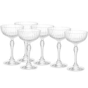 Jogo Com 6 Taças de Cristal Para Coquetel Coupe 220ml America'20s - Bormioli Rocco - Fabricado na