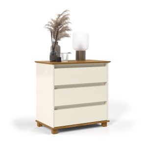 Mini Cômoda EJ  Para Sala Quarto - Off White/Freijó