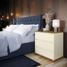 Mini Cômoda EJ  Para Sala Quarto - Off White/Freijó - 4