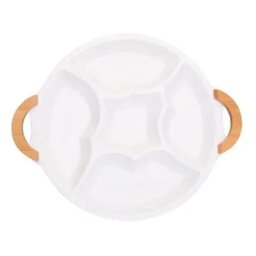 Petisqueira Porcelana 5 Divisórias Branca - Bon Gourmet - 2
