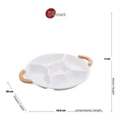 Petisqueira Porcelana 5 Divisórias Branca - Bon Gourmet - 4
