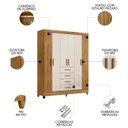 Ver imagem 3 de Guarda Roupa Casal 165cm 6 Portas Khani Freijó/off Z17 - Mpozenato