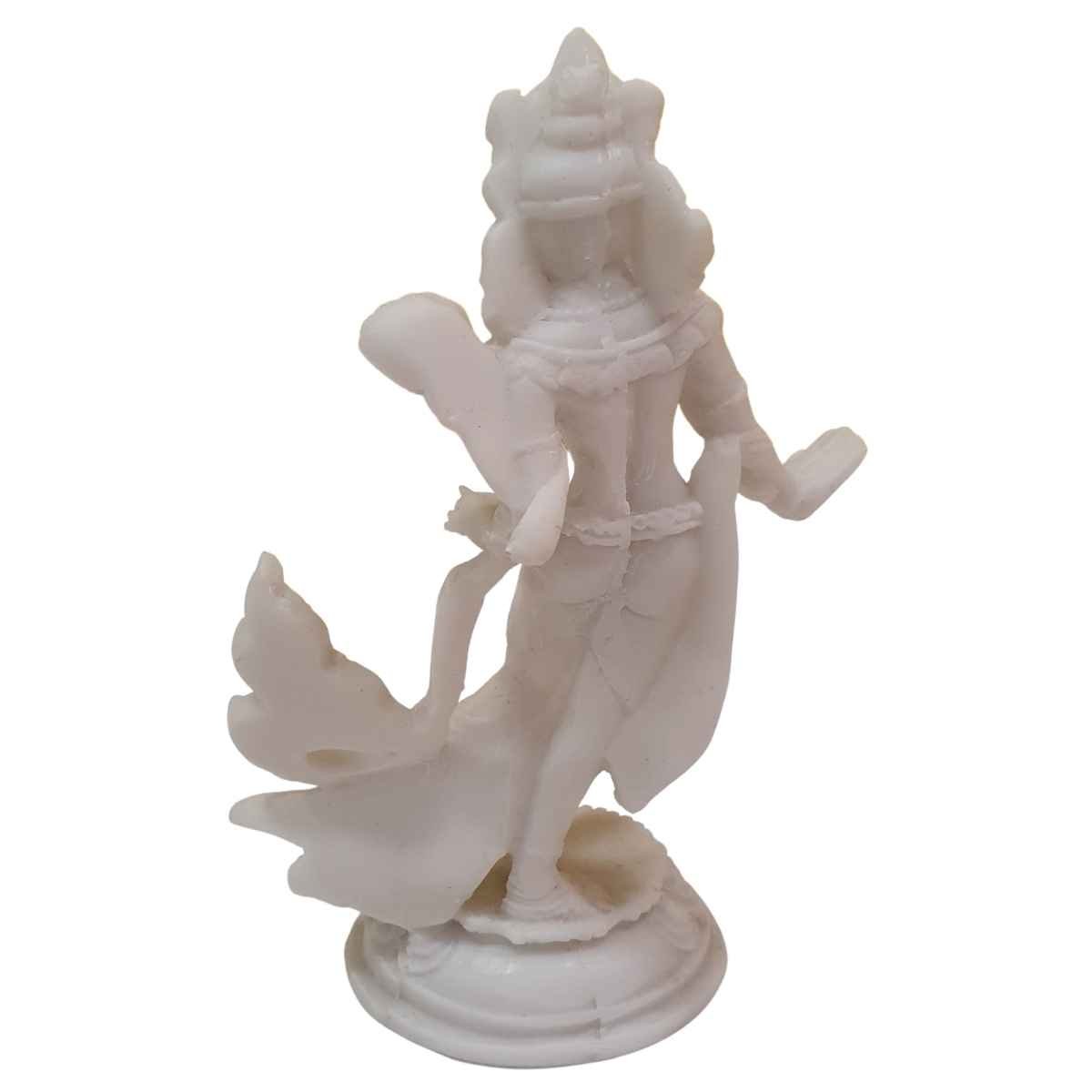 Escultura de Deusa Tara de Pó de Mármore Branca 12cm - 2