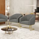 Ver imagem 1 de Cadeira Sala de Jantar Base Industrial Dourado Kit 2 Stella Suede D03 - D’Rossi