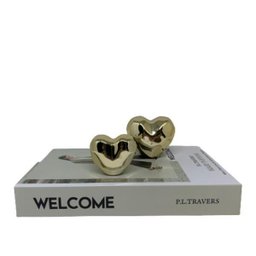 Kit Livro decorativo de papelão e corações 3D dourado - 3