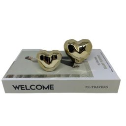 Kit Livro decorativo de papelão e corações 3D dourado - 1