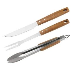 Jogo Para Churrasco 3 Peças Em Aço Inox Cabo Madeira - Francalanza - Full Fit - 2