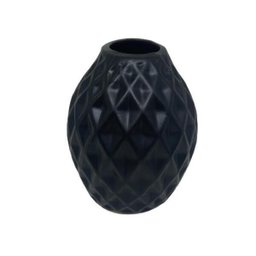 Vaso médio preto de cerâmica com planta artificial caída - 3