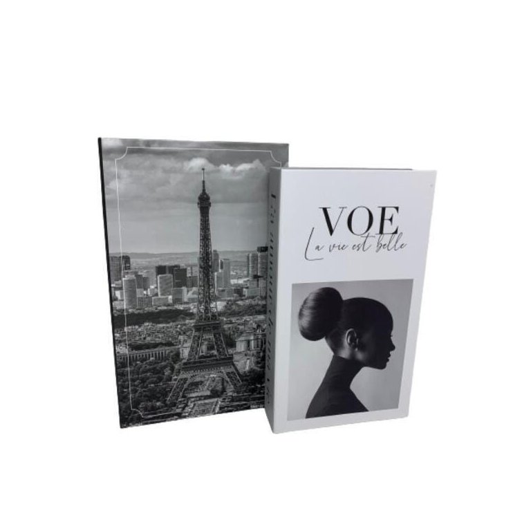 Conjunto de Caixas Livros Decorativos Paris e La amour