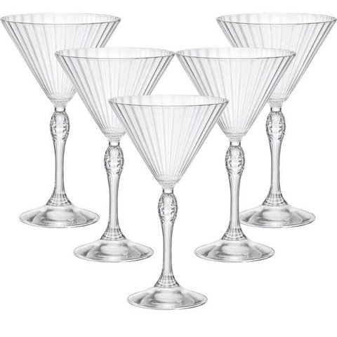 Jogo Com 6 Taças de Cristal Para Martini 245ml America 20s - Bormioli Rocco - Fabricado na Itália