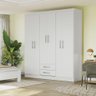 Guarda Roupa Solteiro Armário Roupeiro 154 Cm 6 Portas 2 Gavetas 3 Prateleiras Quarto Branco - 1