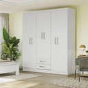 Ver imagem 1 de Guarda Roupa Solteiro Armário Roupeiro 154 Cm 6 Portas 2 Gavetas 3 Prateleiras Quarto Branco