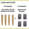 Kit 4 Pés Palitos Madeira para Moveis Poltrona Mesa de Centro de 30 Cm - 2