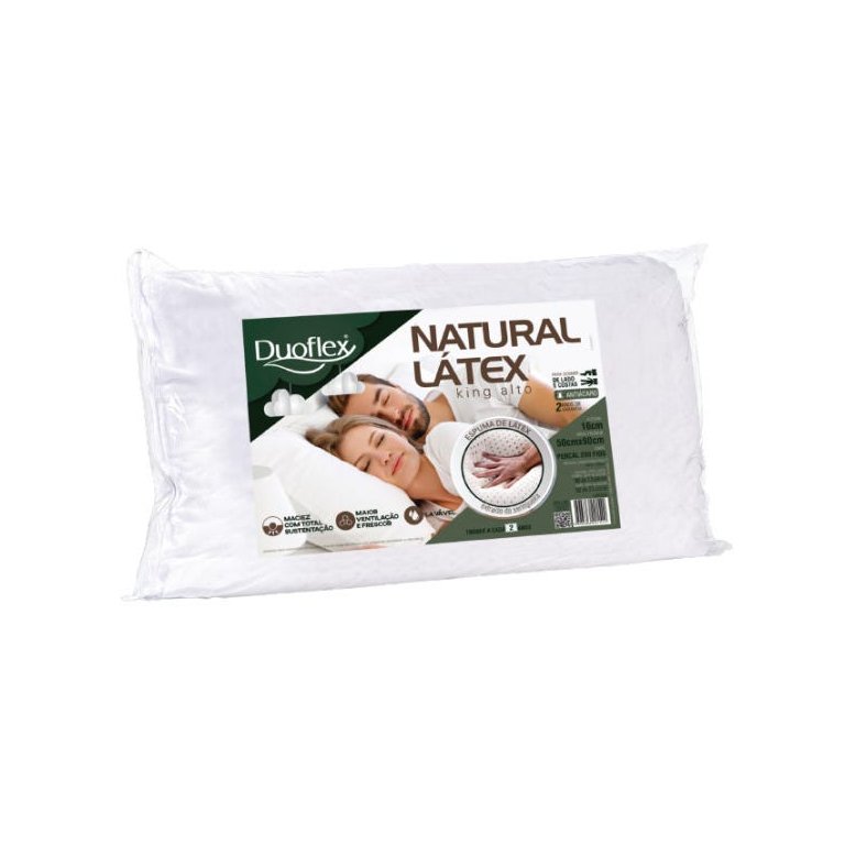 Travesseiro Duoflex Natural Latex 50 X90 Ln1000 King Altura 16 Branco Unissex - Único - Branco