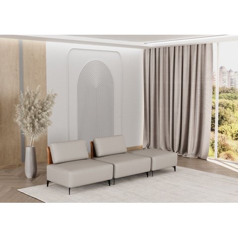 Sofá Dream Box Moderno Modular 2,40m Bege com Courino Terracota - Rede Móveis