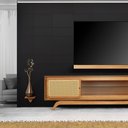 Ver imagem 2 de Rack Sala Tv até 75 Polegadas Ricco 273 Cm Laminado Portas Palhinha Amêndoa