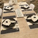 Ver imagem 1 de Jogo Americano Boho Listrado 33x50cm Preto/Off White 4 Peças