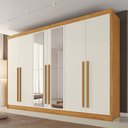 Ver imagem 1 de Guarda-roupa Casal Alba Plus 6 Portas 4 Gavetas 100% Mdf com Espelho Peroba/off White - Mademarques